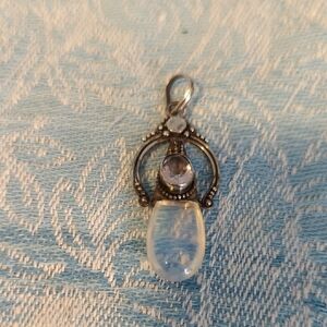 Sterling Silver Opalite And Amethyst Pendant